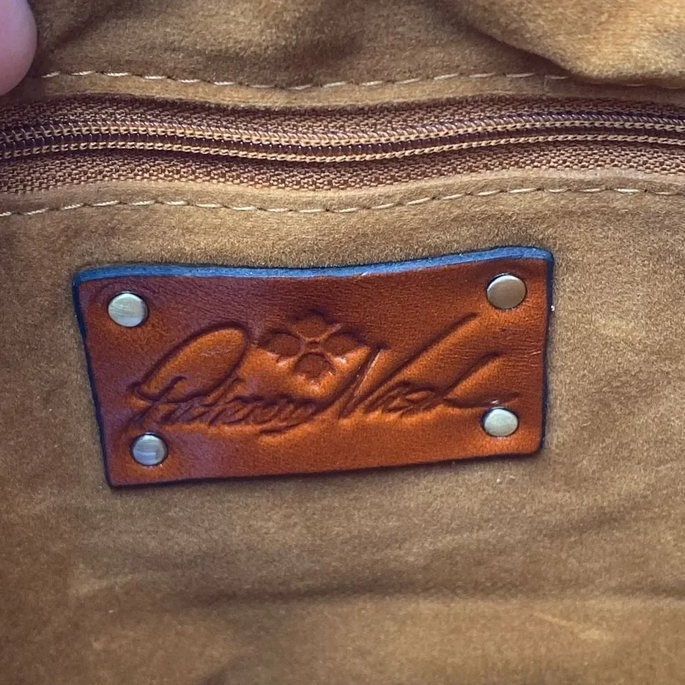 Patricia Nash Yoeky Top Leather Purse Colorblock Black Tan NWT Crossbody Strap - Picture 8 of 11